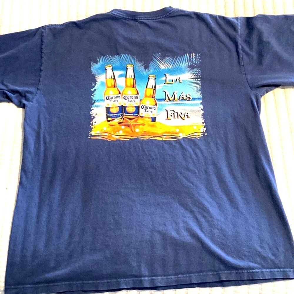 Corona Extra La Mas Fina Puerto Morelos Men's Graphic Shirt XL Beer Beach